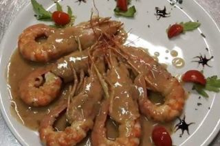 Gamberoni al pepe verde