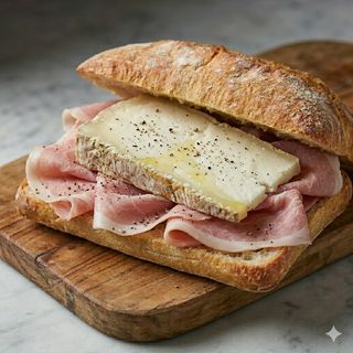 Panino con prosciutto cotto Maletti e bergamino di bufala o capra