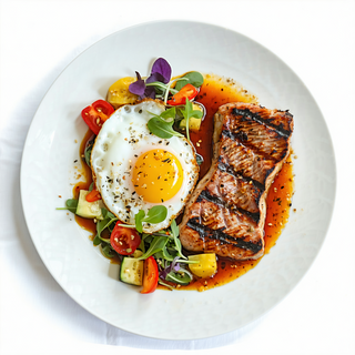 P-4 Sepia a la plancha con guarnición y huevo frito