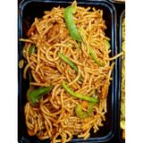 Garnished chicken jollof spaghetti