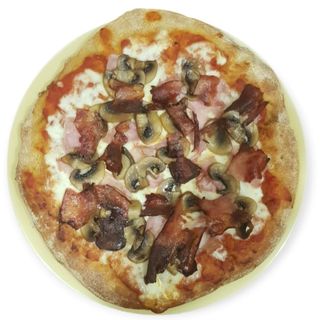 Mozarella,Jamón York, Bacón, Champiñones 