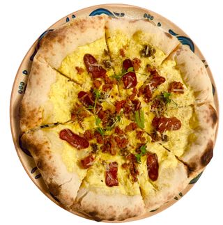 Pizza Carbonara cu Babic de Buzău & Pitușcă