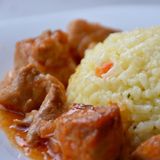 Свински кебап върху ориз (350г)