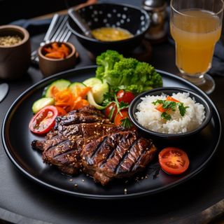 Biftek sa grilovanim povrćem 300-350 g