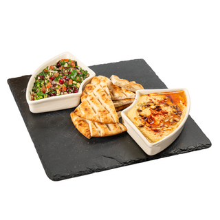 Hummus cu salata tabbouleh si lipie