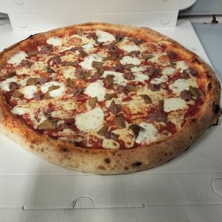 Bianca con mozzarella, salsiccia e funghi porcini - maxi