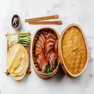 Pato asado a la Pekinesa con crepes