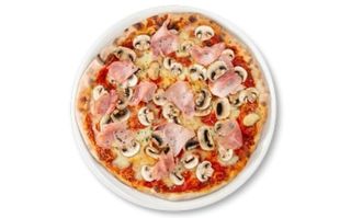 Піца з шинка та грибами 