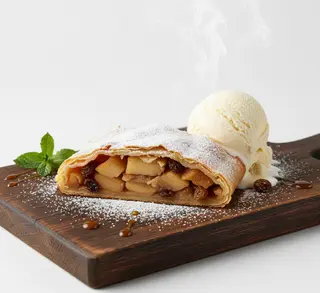 Strudel de mere cu inghetata