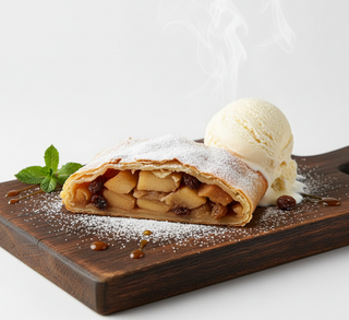 Strudel de mere cu inghetata