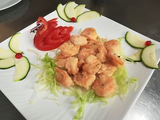 376 Gamberetti alla piastra con verdure