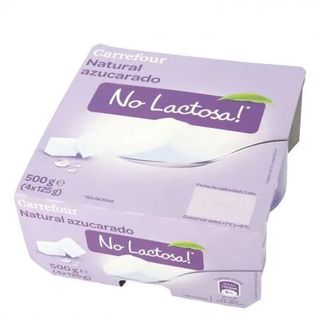 Yogur Azucarado Natural sin Lactosa Carrefour Pack 4x125 Gr.