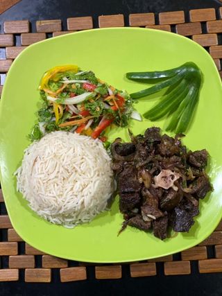 Goat Dry Fry with Rice