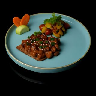 41. Куринный стейк с черным соусом (120г)