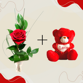 Rosa individual con osito