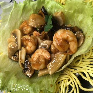 Gambas Con Bambú Y Setas