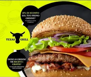 Nuova apertura .Texas cheese Burger King 350g +350g + patatine & Bibita