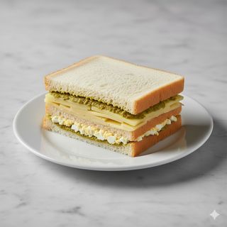 Sandwich de miga de aceituna, queso y huevo