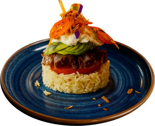 Kimono beef burger rice steak