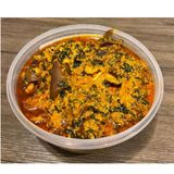 Egusi Goat Plus: Egusi + Goat Meat + Beef + Kpomo + PoundedYam 