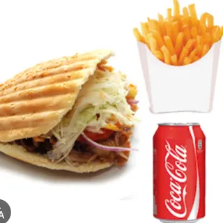 MENÚ DONER KEBAB CON  PATATAS DENTRO 