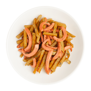 Картошка жареная с сосисками