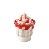 Lody o smaku waniliowym z polewą truskawkową 