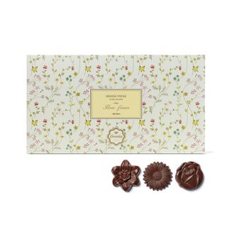 Caixa Vintage de Flores de Chocolate Negro