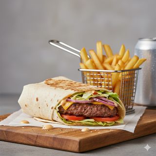 Wrap burger + Patatine + Bevande