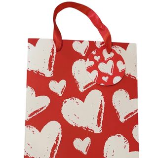 Saco presente vermelho com corações 