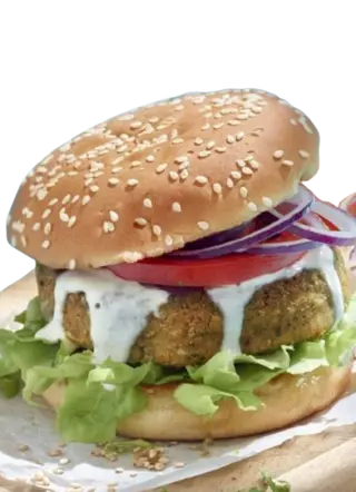 Hamburguesa Vegetal Con Patatas Y Bebida