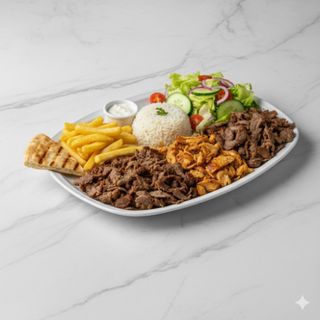 Plato con patatas y arroz