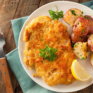 Escalope especial de la casa (entero) + patatas fritas + ensalada LTC