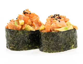 Gunkan Salmón Y Aguacate Con Salsa Mostaza (2 Pzs.)