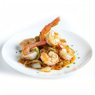 Gambas con cebolla