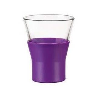 Set 6 pahare cafea, transparent cu mov