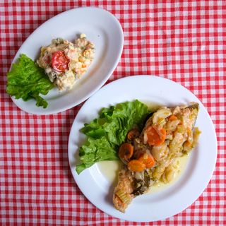 Filetto di Trota in Carpione e insalata russa