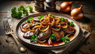 Пилешки дроб с лук