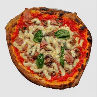 PIZZA JAMON DULCE Y CHAMPIÑONES