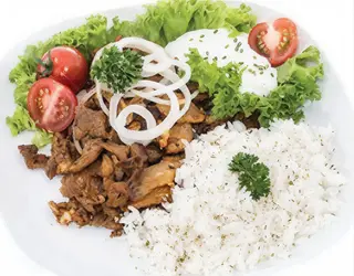 Riso con kebab