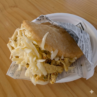 Arepa De Pollo Mechado Y Queso Gouda (1 Ud.)