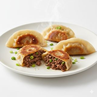 Ravioli con carne di manzo alla piastra