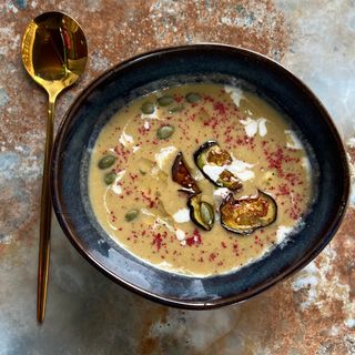 Eggplant soup with feta cheese