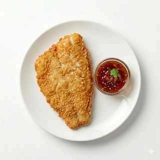 Pescado Empanado Con Salsa Agripicante