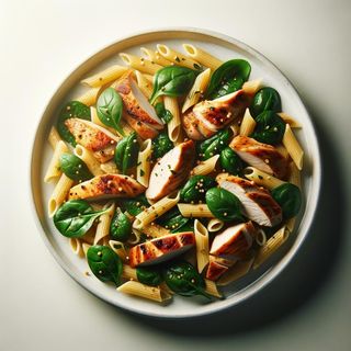 Makaron z kurczakiem i szpinakiem