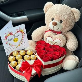 Coffret Ourson Et Roses