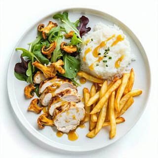 Polędwiczki drobiowe z kurkami w sosie śmietanowym