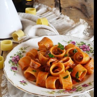 Calamarata zucchine e gamberetti 