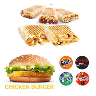 TACOS AUX CHOIX + CHICKEN BURGER + 2 SODAS