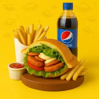 NLO Комбо-бургер с сосиской/ NLO Combo burger sausage